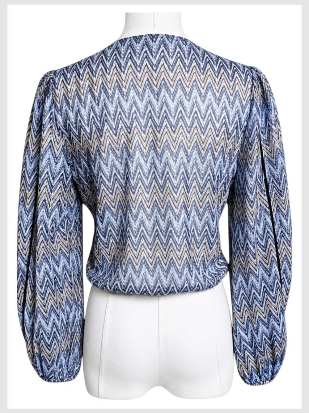 Moon River Sheer Twist Front Puff Sleeve Blouse Sky Blue L - Picture 5 of 8